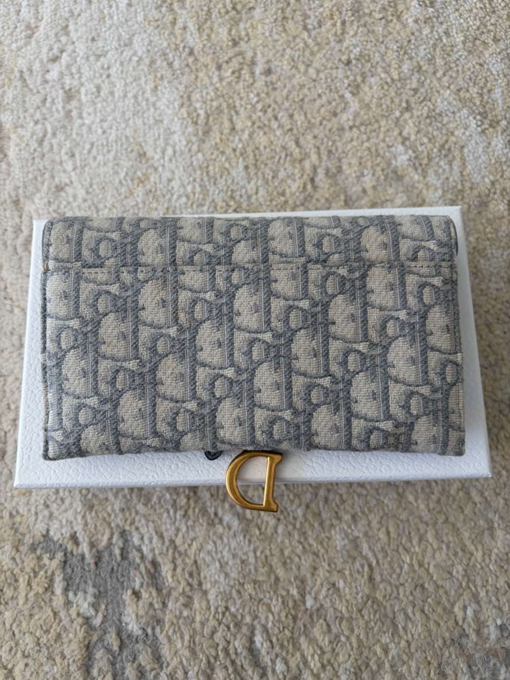 Dior Gray Oblique Saddle Clutch with Gold D Charm - Picture 4 of 12